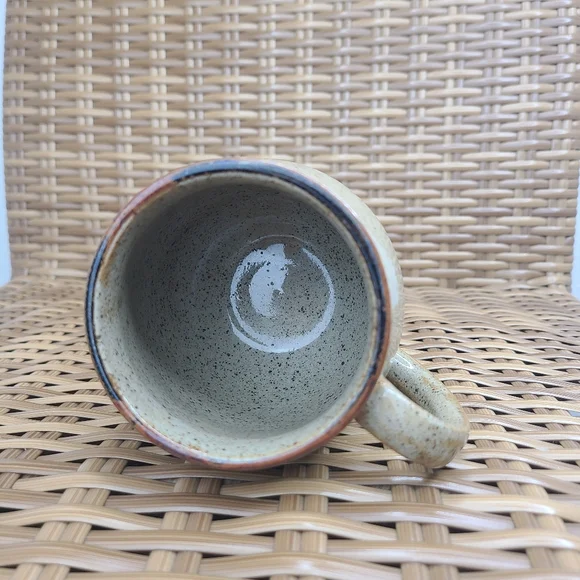 Coffee Tea Ceramic Handmade Handled Mug Cup Green Brown - Picture 7 of 8